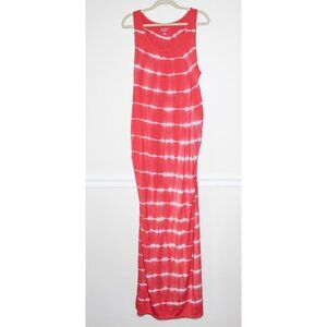 Isabel Maternity Maxi Sleeveless Dress Pink White Tiedye Striped Stretch XXL